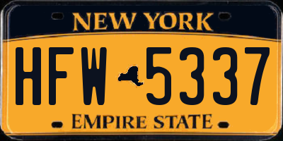 NY license plate HFW5337