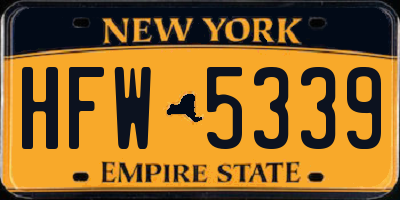 NY license plate HFW5339