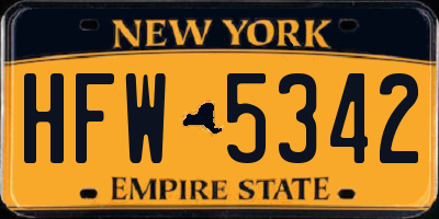 NY license plate HFW5342