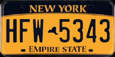 NY license plate HFW5343