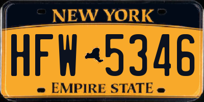 NY license plate HFW5346