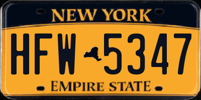 NY license plate HFW5347