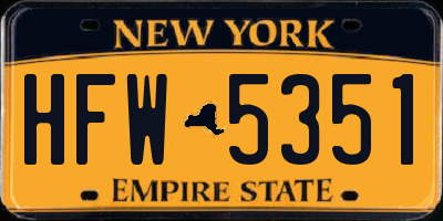 NY license plate HFW5351