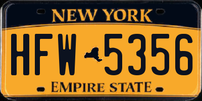 NY license plate HFW5356
