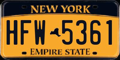 NY license plate HFW5361