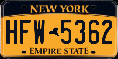NY license plate HFW5362