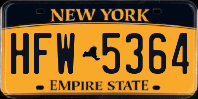 NY license plate HFW5364