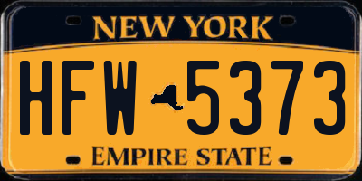 NY license plate HFW5373