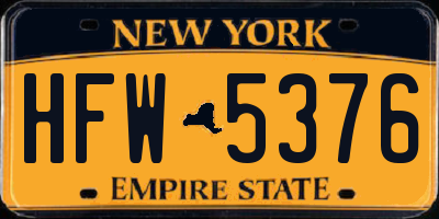 NY license plate HFW5376