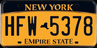 NY license plate HFW5378