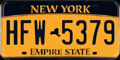 NY license plate HFW5379