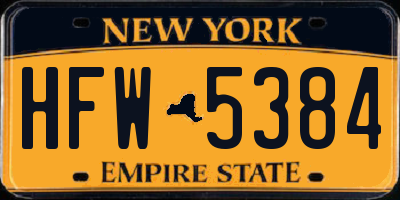 NY license plate HFW5384