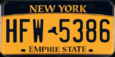 NY license plate HFW5386