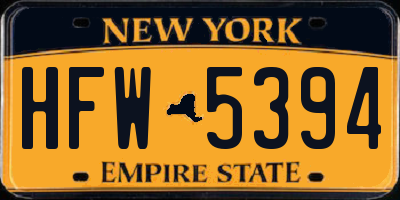 NY license plate HFW5394