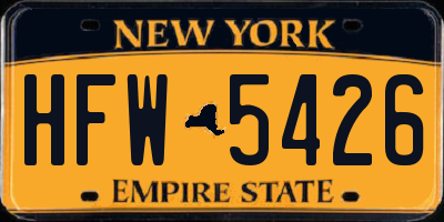 NY license plate HFW5426