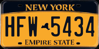 NY license plate HFW5434