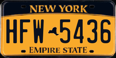 NY license plate HFW5436