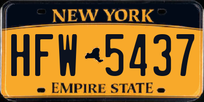 NY license plate HFW5437