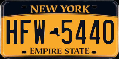 NY license plate HFW5440