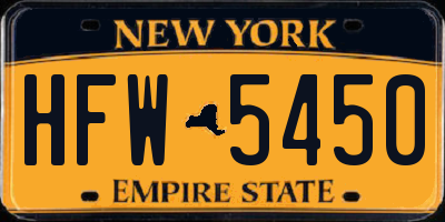 NY license plate HFW5450