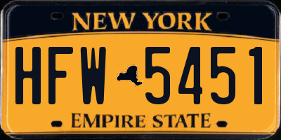 NY license plate HFW5451