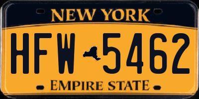 NY license plate HFW5462