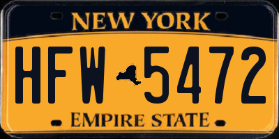 NY license plate HFW5472