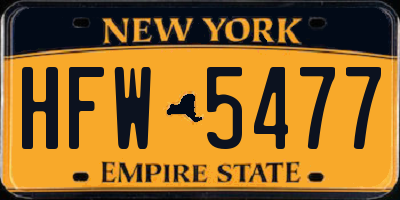 NY license plate HFW5477