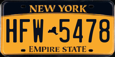 NY license plate HFW5478
