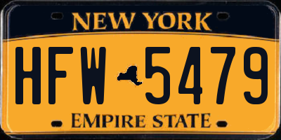 NY license plate HFW5479
