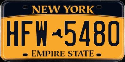 NY license plate HFW5480
