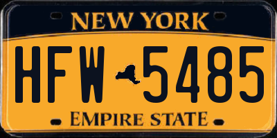 NY license plate HFW5485
