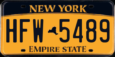 NY license plate HFW5489