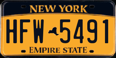 NY license plate HFW5491