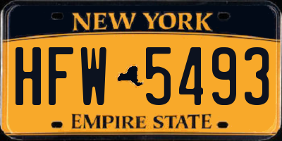 NY license plate HFW5493