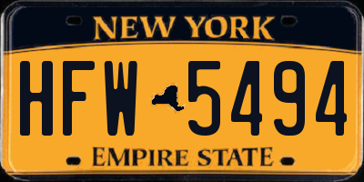NY license plate HFW5494