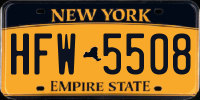 NY license plate HFW5508