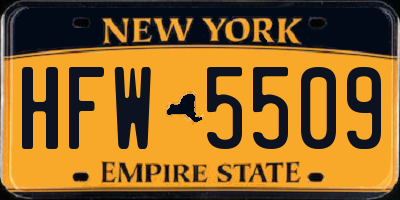 NY license plate HFW5509