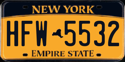 NY license plate HFW5532