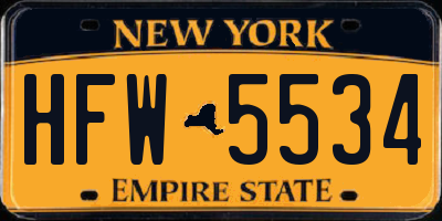 NY license plate HFW5534
