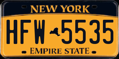 NY license plate HFW5535