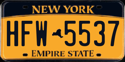 NY license plate HFW5537
