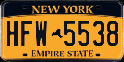 NY license plate HFW5538