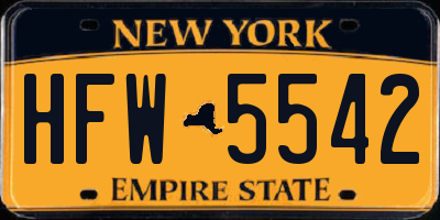 NY license plate HFW5542