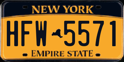 NY license plate HFW5571