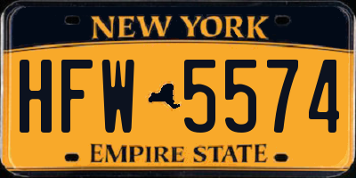 NY license plate HFW5574