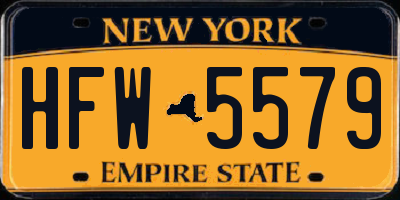 NY license plate HFW5579