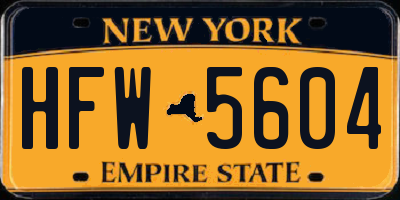 NY license plate HFW5604