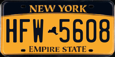 NY license plate HFW5608