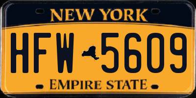 NY license plate HFW5609
